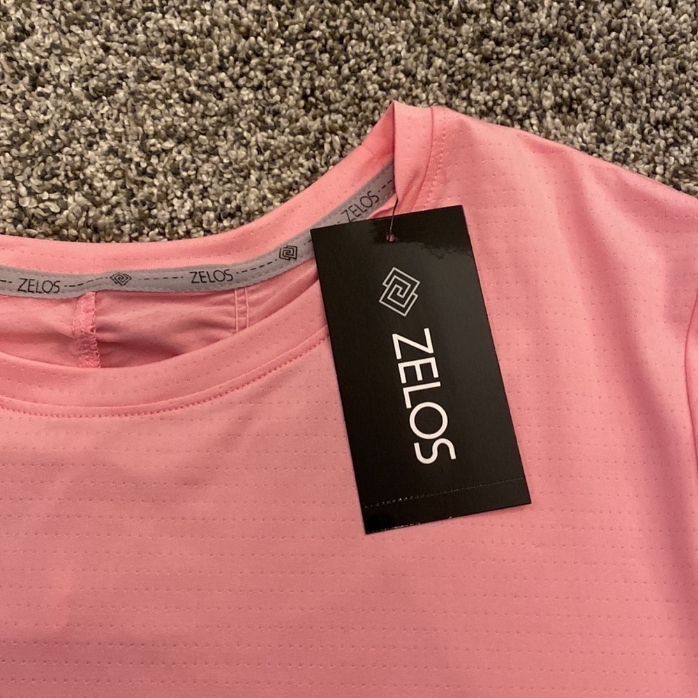 ZELOS Light Pink Ruffle Short Sleeve Top - Picture 2 of 5